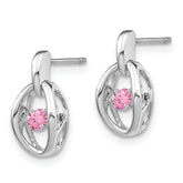 Sophia Jewelers 925 Sterling Silver Pink CZ Birthstone Dangle Earrings Polished Finish